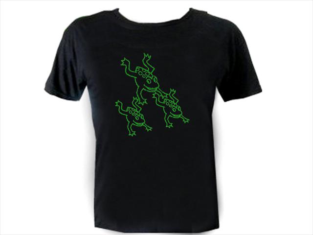 3 funny happy frogs cool graphic tea shirt