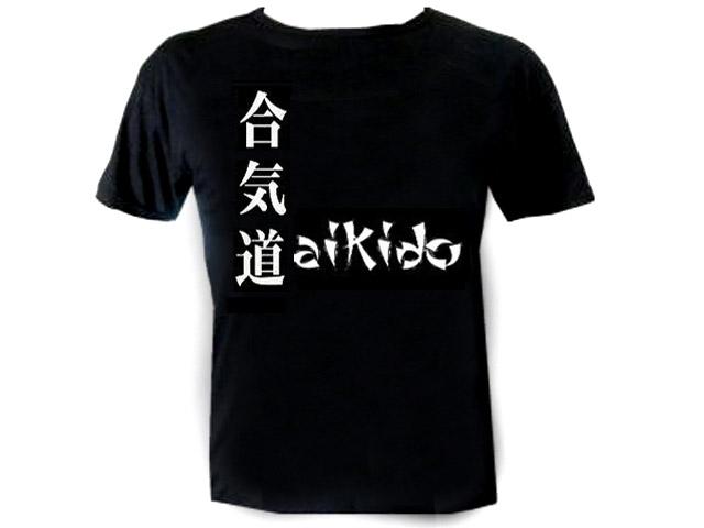 Aikido japanese martial arts silk printed kanji shirt