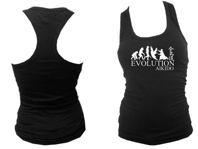 Aikido evolution japanese martial arts black tank top L/XL