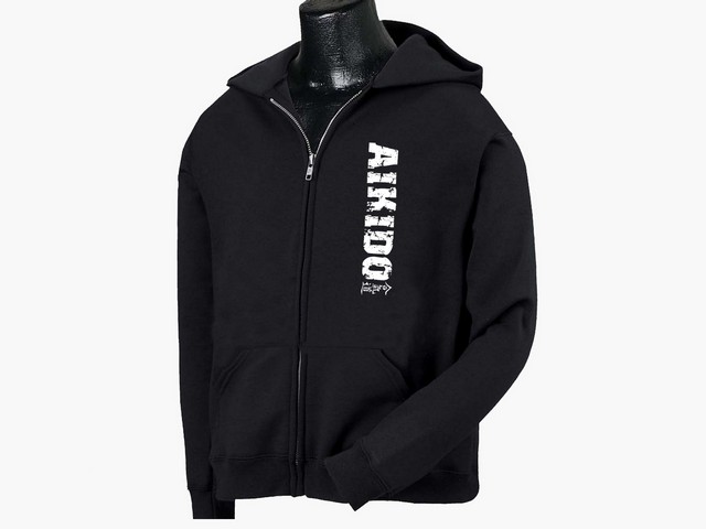 Aikido kanji writing japanese martial arts zipped hooded sweatshirt