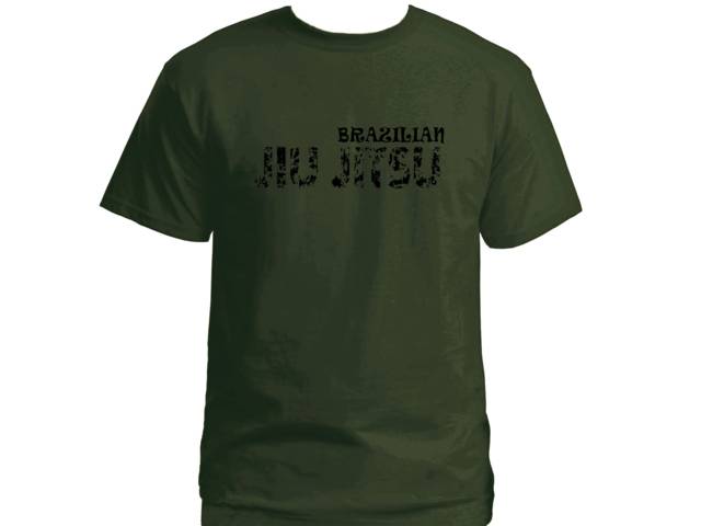 Brazilian Jiu jitsu jijitsu distressed print army green t-shirt