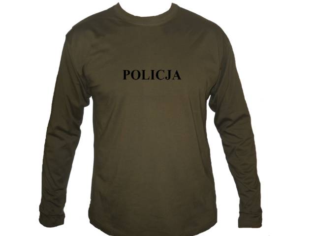 Policja polish police polska army green sleeved t-shirt