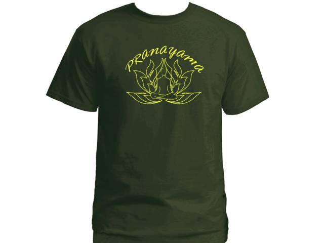 Pranayama prana energy yoga wear army green customized t-shirt