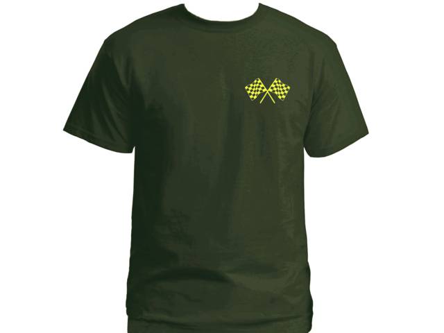 Racing flags customized army green t shirt