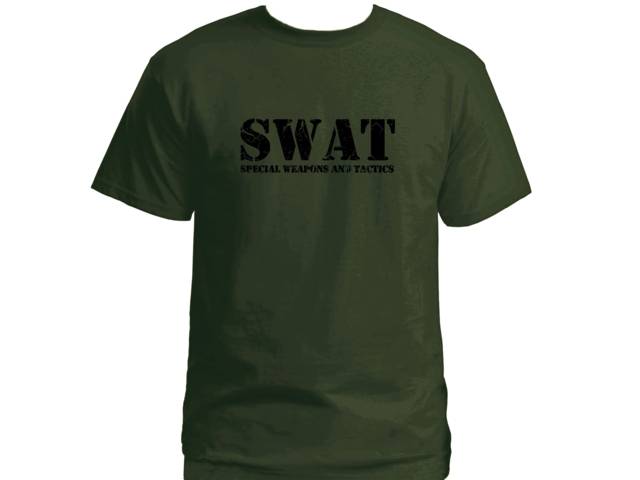 SWAT Special Weapons And Tactics distressed look army green shirt