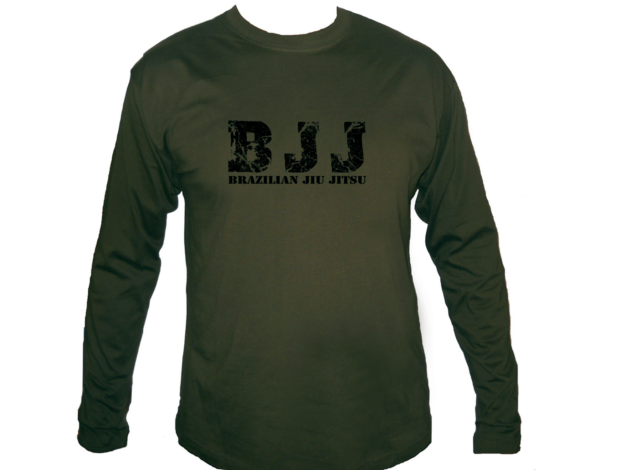 BJJ Brazilian Jiu jitsu jijitsu army green sleeved t-shirt