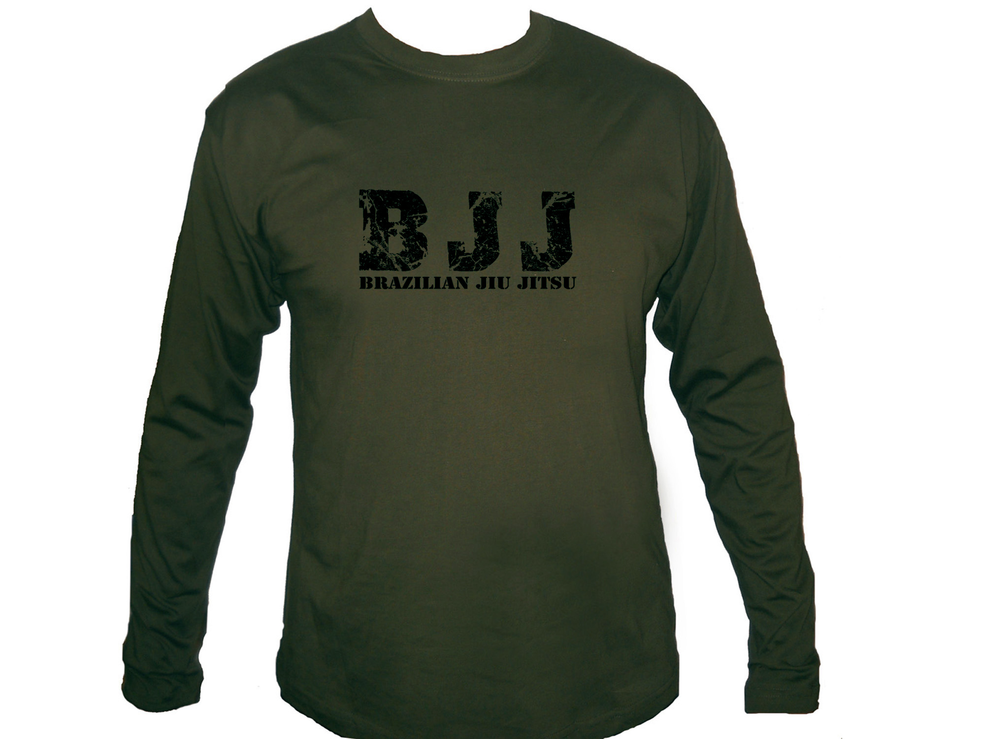 BJJ Brazilian Jiu jitsu jijitsu army green sleeved t-shirt