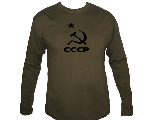 CCCP hamer and sickle army green sleeved t-shirt