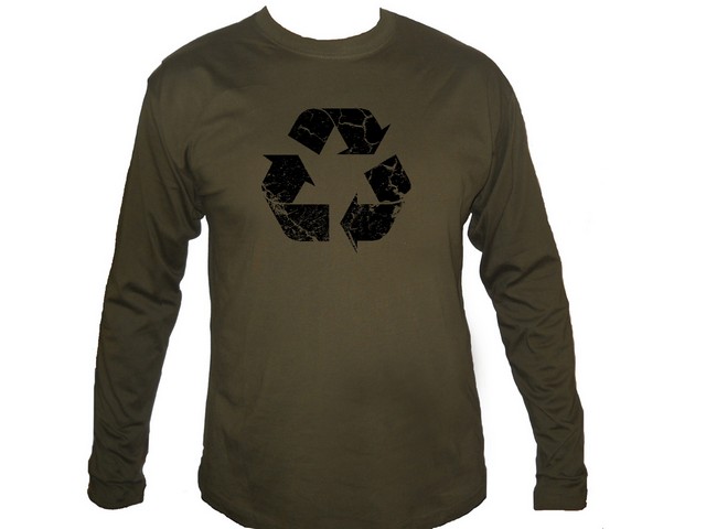 Recycle logo army green sleeved shirt