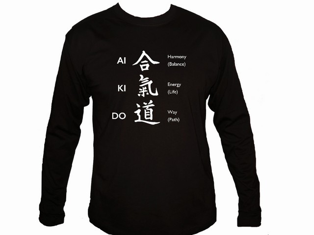 Aikido japanese martial arts cheap man sleeved t-shirt