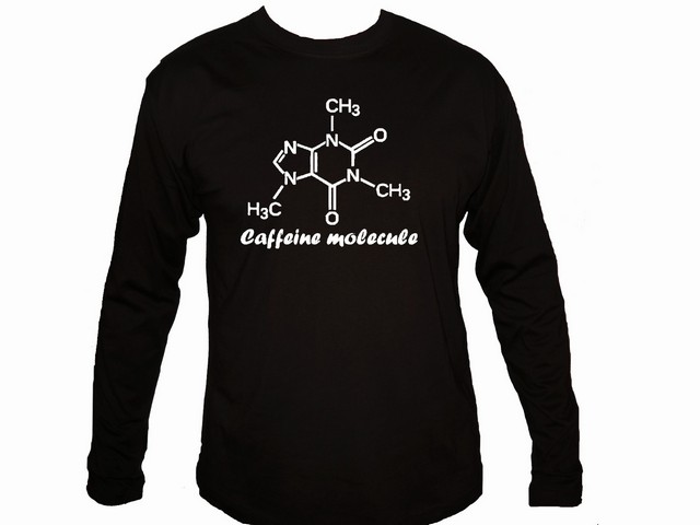 Caffeine molecule coffee addicted nerdy sleeved t-shirt