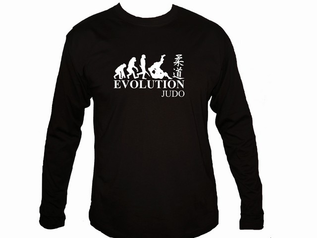 Evolution Judo w Kanji writing man sleeved t-shirt