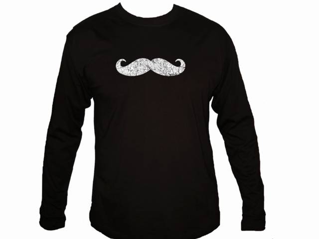Mustache distressed retro look funny customized sleeved t shirt