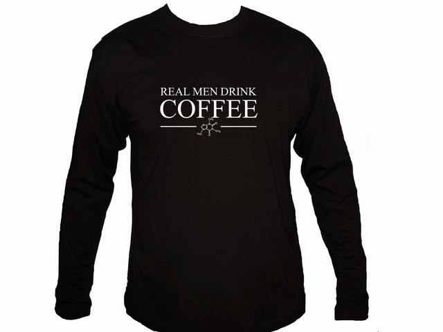 Real men drink coffee Caffeine molecule funny geeks sleeved shirt