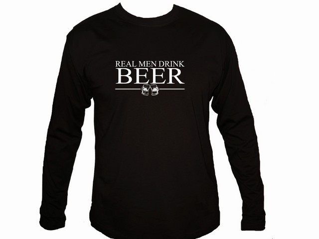 Real men drink beer funny drinking cheap sleeved shirt 2