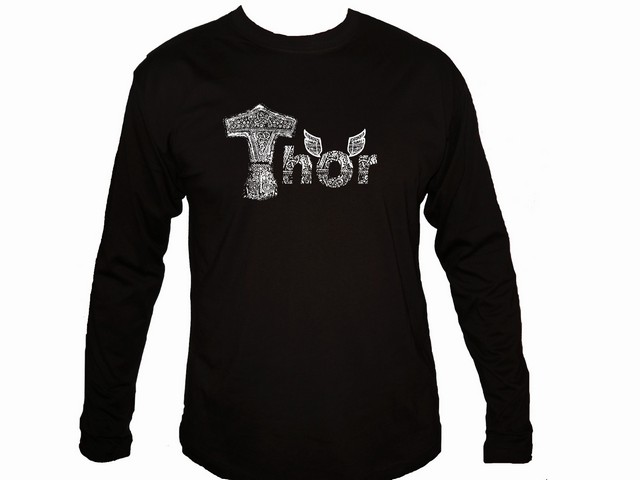 Norse mythology Mjlnir Thor hammer graphic sleeved t-shirt