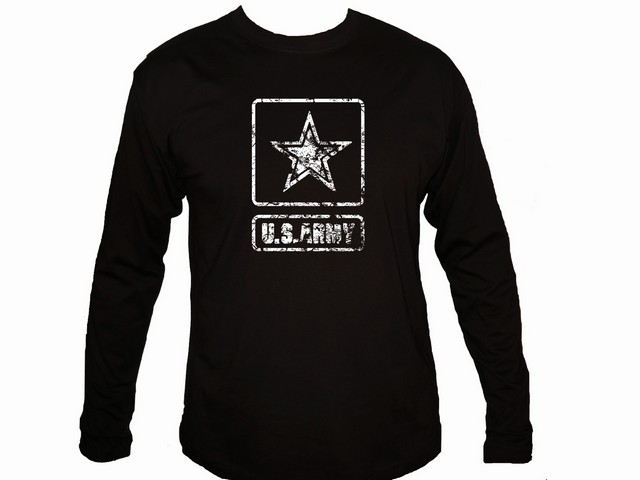US army emblem distressed look military sleeved t shirt