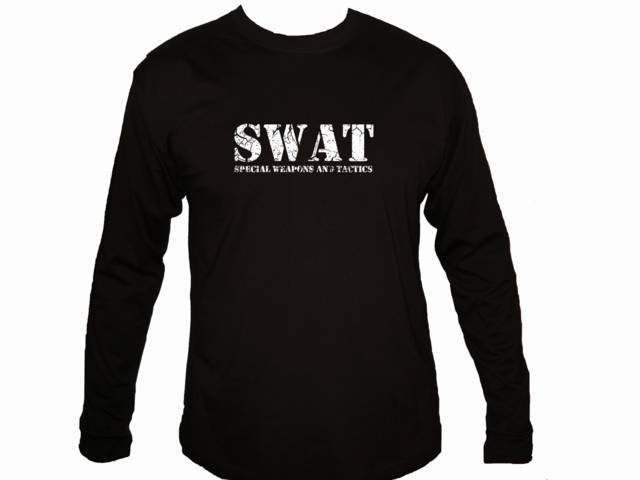 SWAT Special Weapons & Tactics distressed look sleeved t-shirt