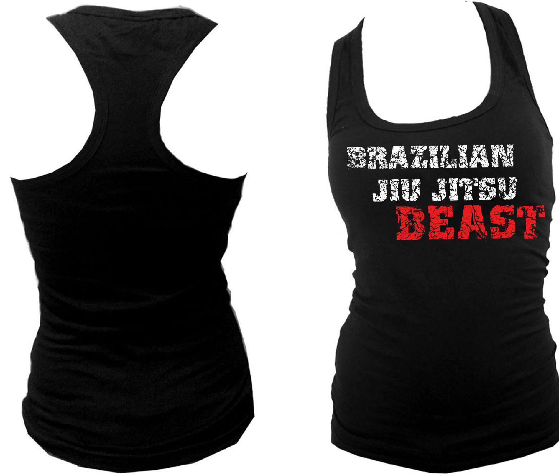 Brazilian jiu jitsu beast women racerback black tank top S/M