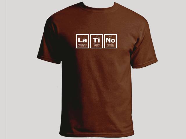 Latino periodic table of elements nerdy brown t-shirt