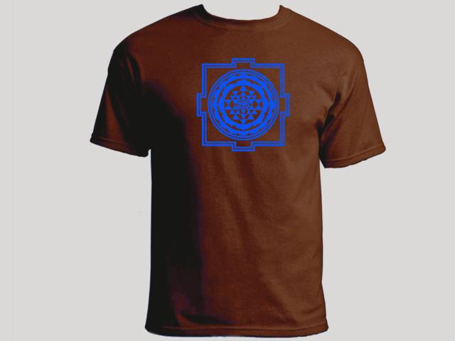 Mandala sri yantra buddhist hindu sacred art brown t-shirt