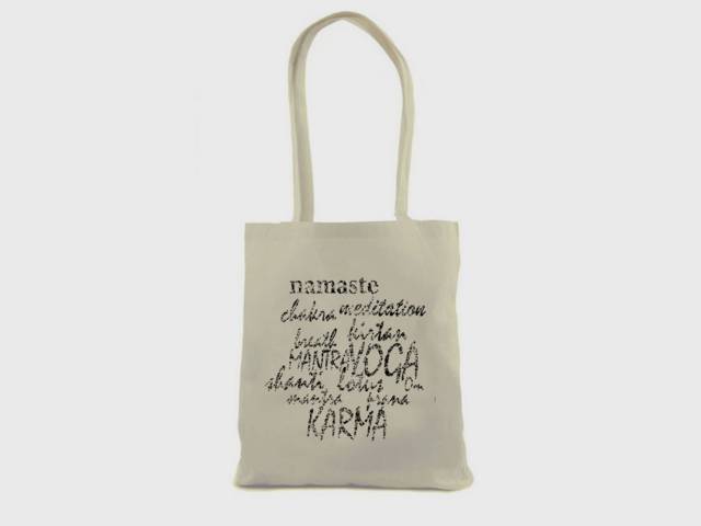 Yoga terms namaste ohm mantra silk printed customized canvas tote bag
