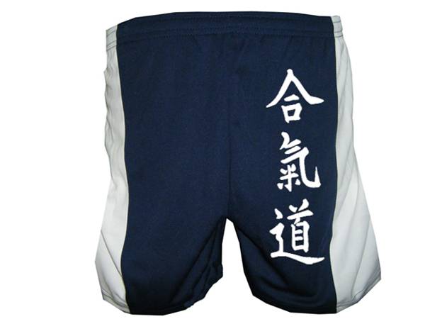 Aikido-kanji polyester moisture wicking training polyester shorts