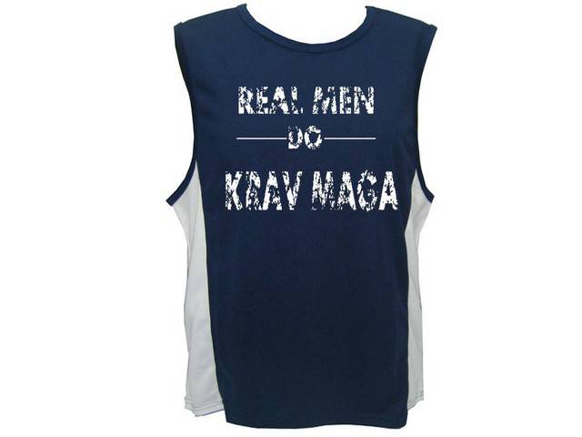 Real men do krav maga moisture wicking sleeveless muscle t shirt