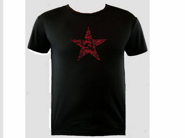 Communist star hammer & sickle distressed look moisture wick tshirt