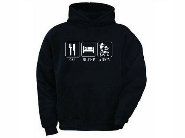 Eat sleep army cool graphic sweat hoodie
