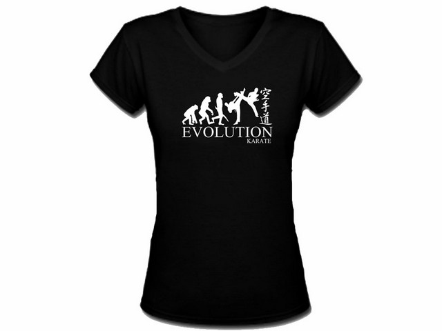 Evolution Karate female martial arts black slim tea shirt