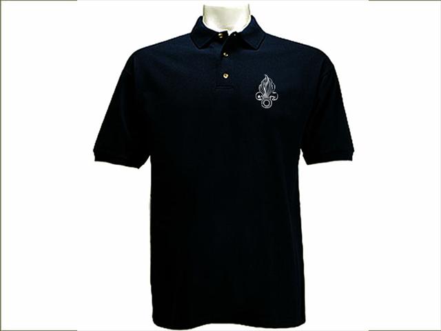 French legion emblem fleur de lis military polostyle botton up t shirt