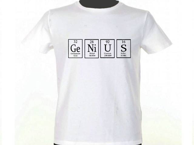 Genius mendeleev table of elements white t-shirt