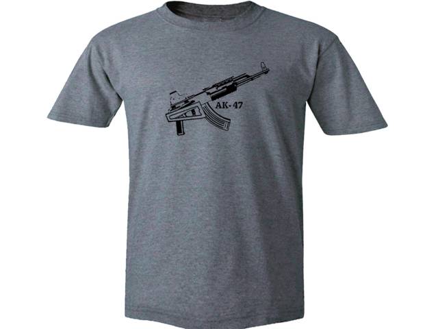 Kalashnikov AK-47 Russian Soviet gun gray t shirt