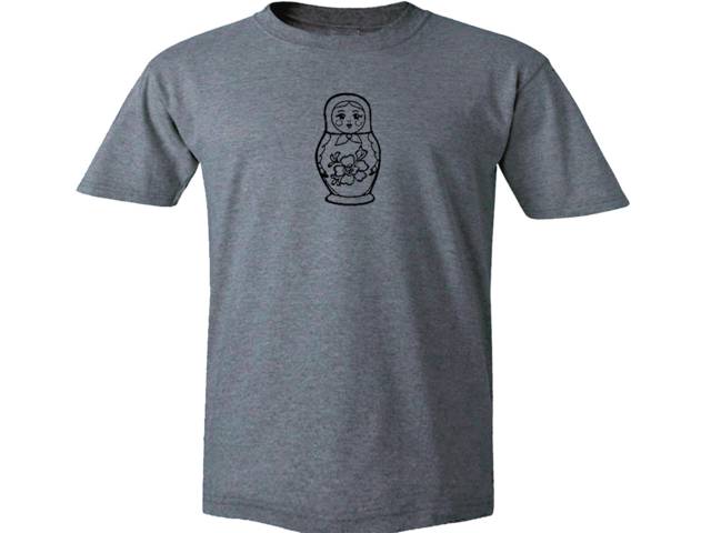 Babushka-matreshka russian nesting doll gray t shirt