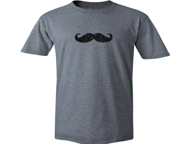 Mustache distressed retro look funny customized gray t shirt
