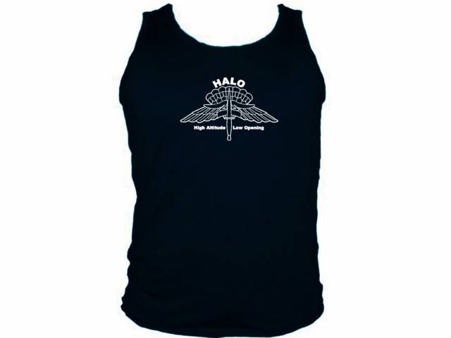 HALO military freefall black tank top