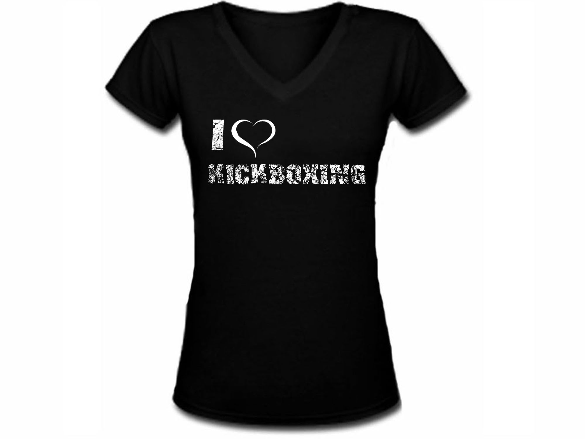 I love kickboxing distressed print women or junior  t-shirt