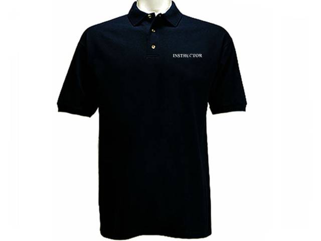 Instructor navy blue/black polo style graphic t-shirt