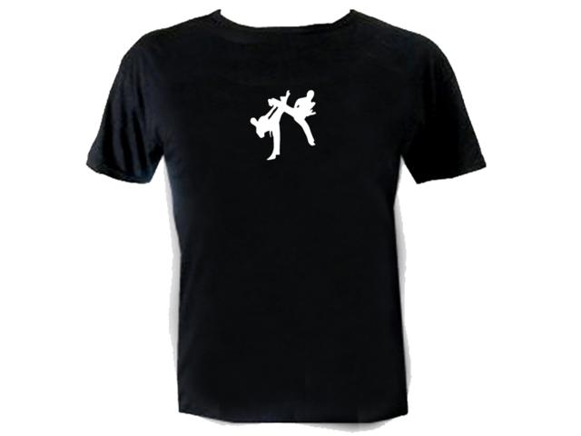 Karate fighting silhouettes writing japanese martial arts shirt