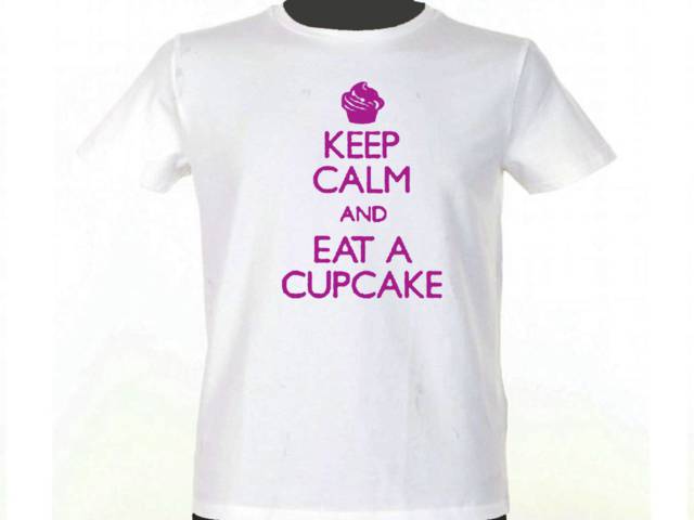 Keep calm and eat a cupcake parody white t-shirt