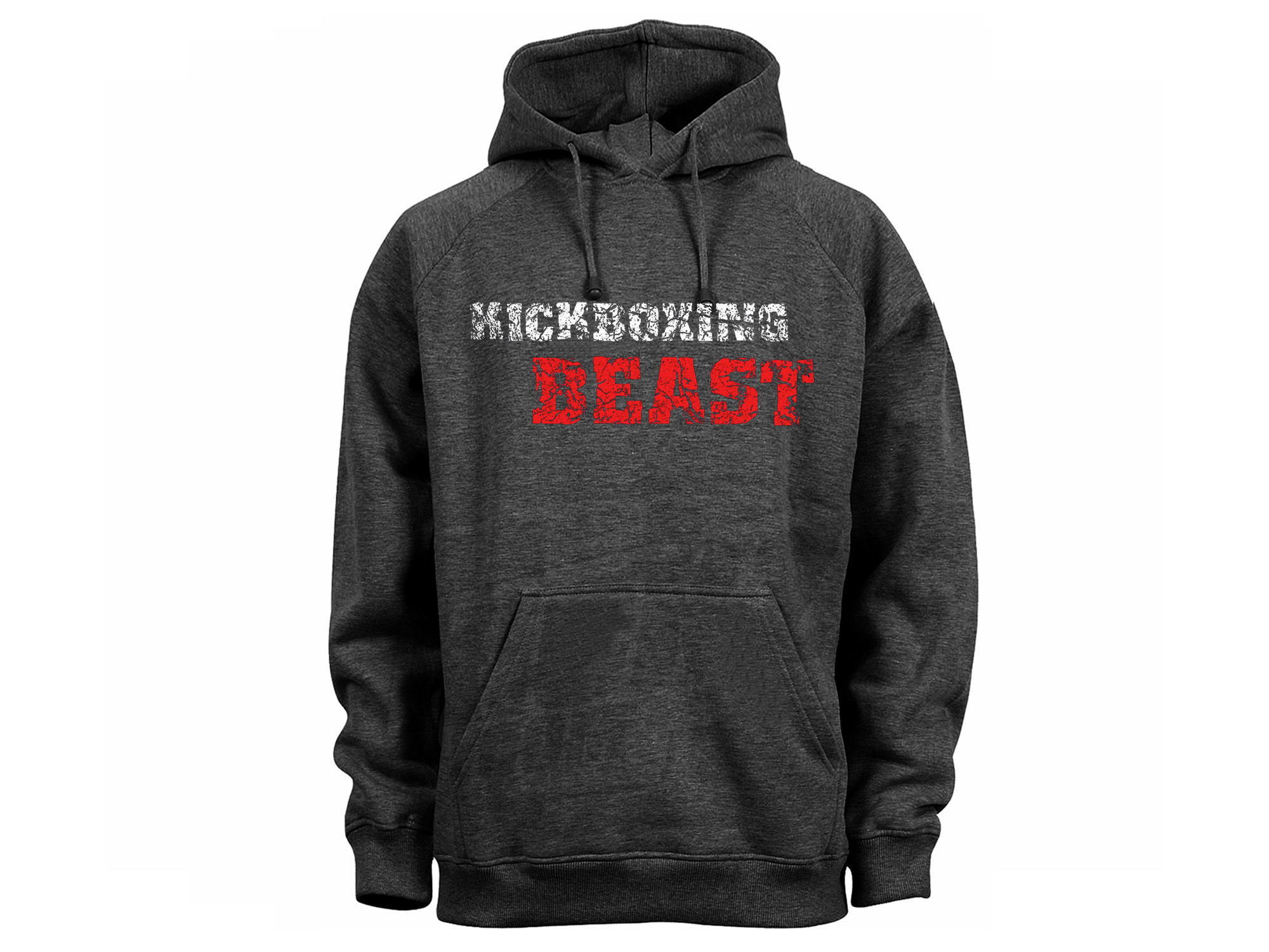 Kickboxing beast distressed print heather gray hoodie