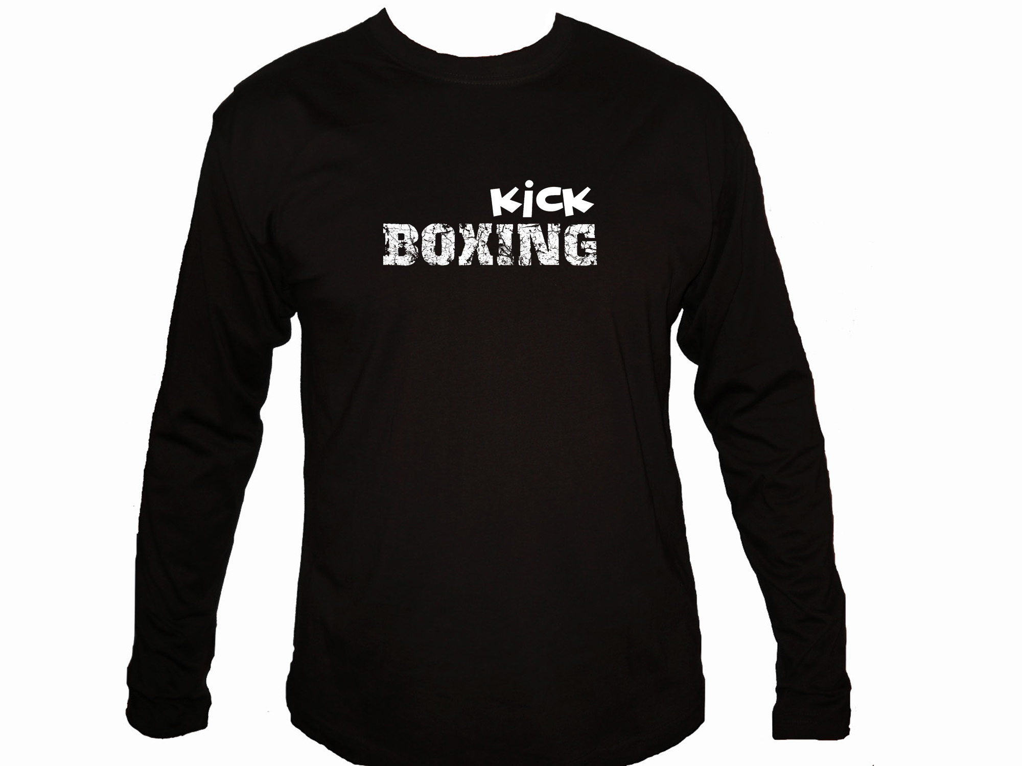 Kickboxing distressed print sleeved  t-shirt