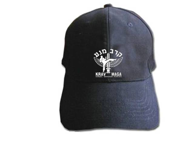 Krav Maga emblem Hebrew/English embroidered black baseball cap