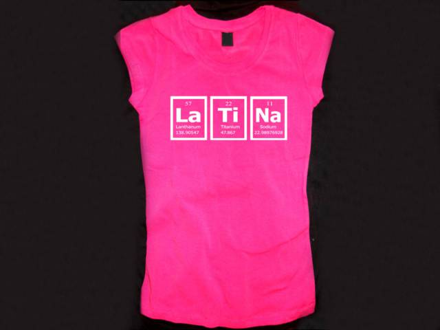 Latina - Mendeleev table of elements ladies nerd pink top shirt