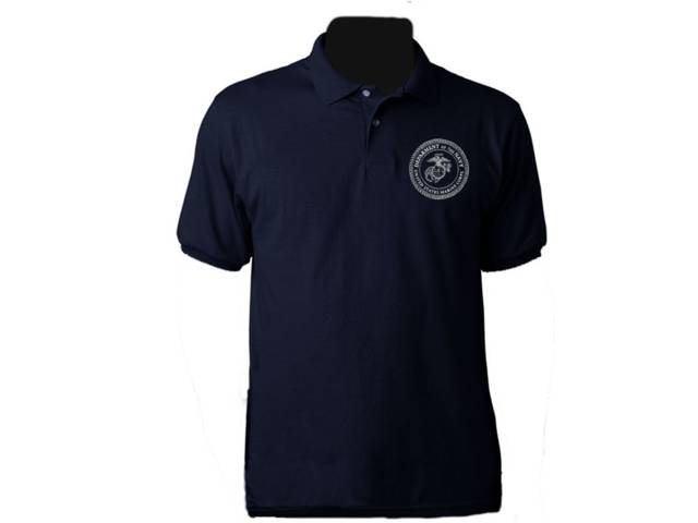 US marine corps USMC button up polo style moisture wick t-shirt