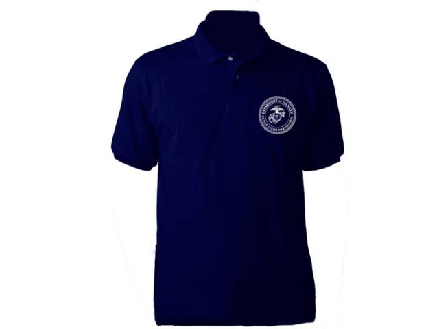 US Marines moisture wicking navy blue polo t-shirt
