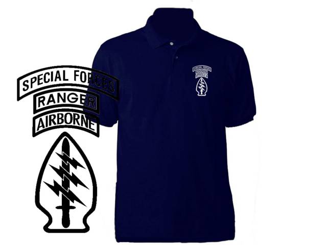 US rangers airborne navy blue polo style sweat resistant tee