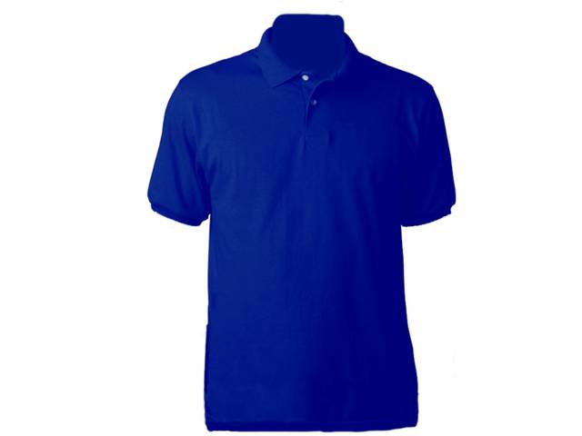 Moisture wicking polyester button up polo style royal blue blue