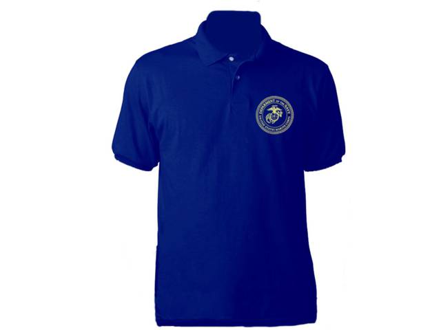 US Marines moisture wicking royal blue polo t-shirt